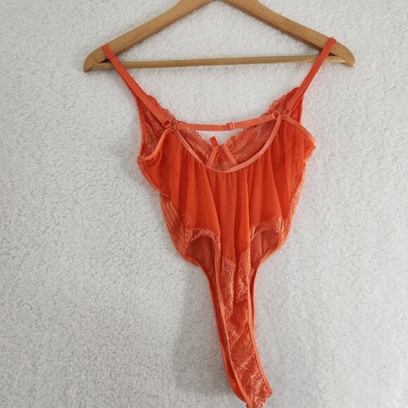 Teddy Lingerie Women's Orange Nightie Bodysuit Small - Picture 3 of 4